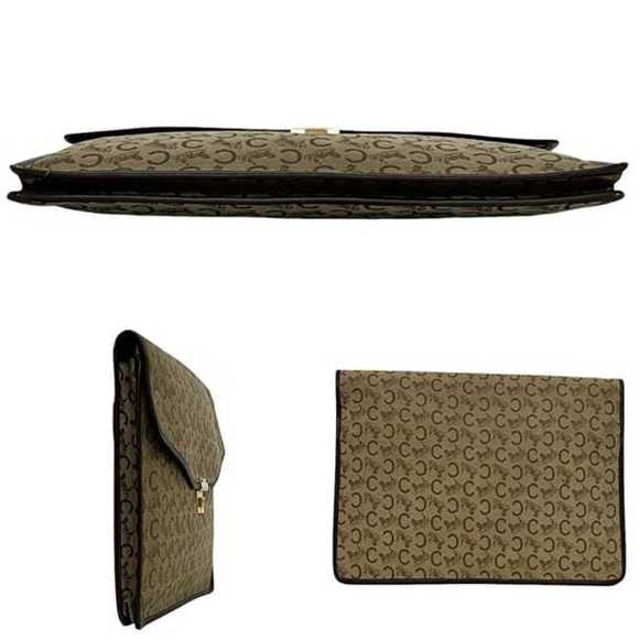 Celine clutch bag ec-24121 beige brown C Macadam canvas leather CELINE metal ... - Picture 3 of 11